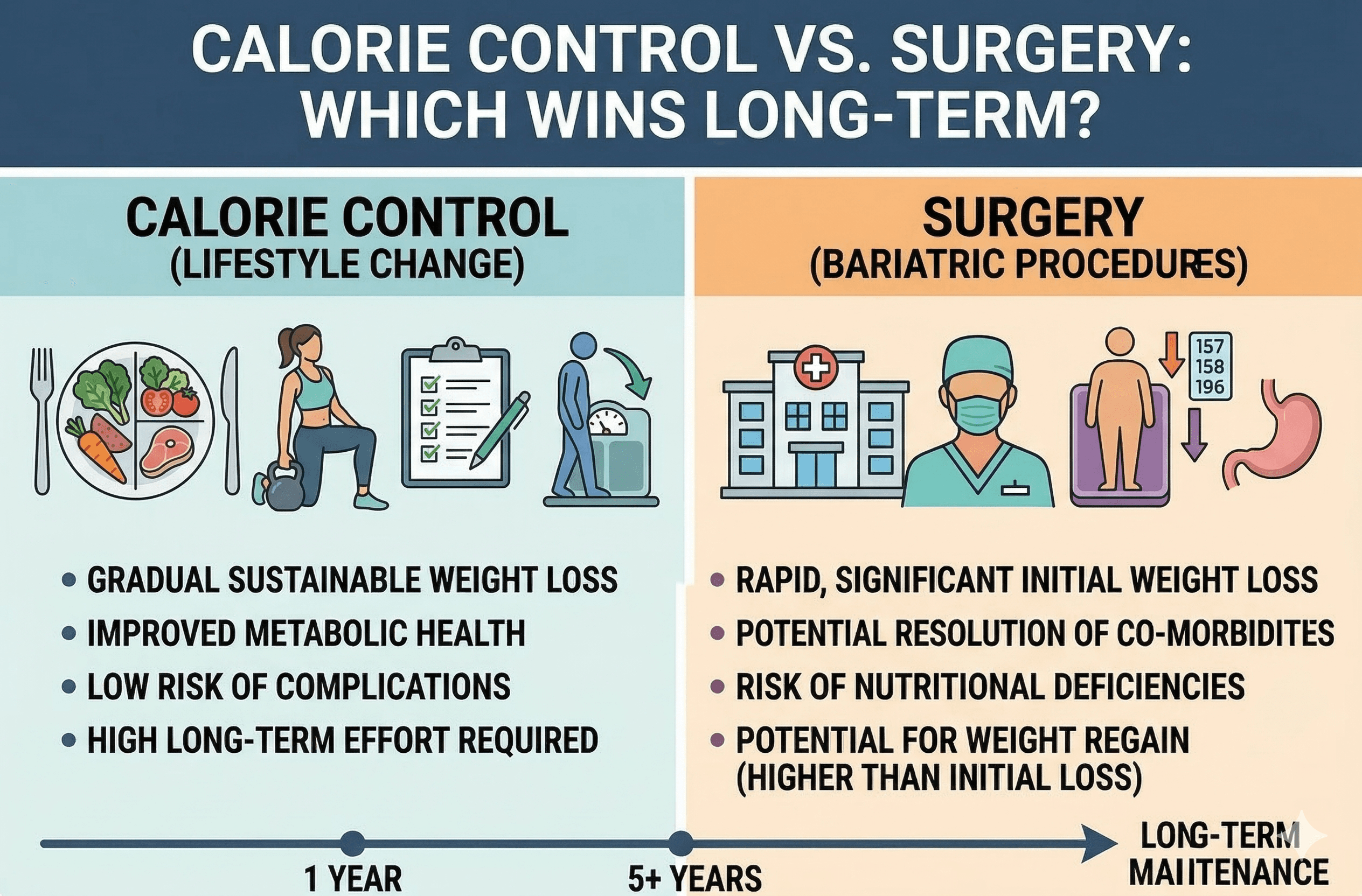 Calorie Control vs. Bariatric Surgery: Which Wins at Year 5?