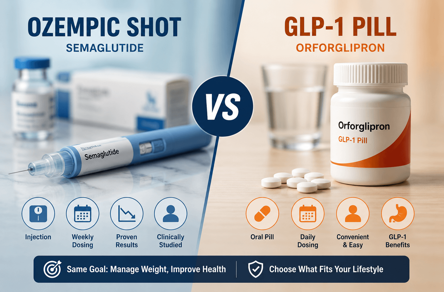Ozempic Shot vs GLP-1 Pill: Orforglipron vs Semaglutide